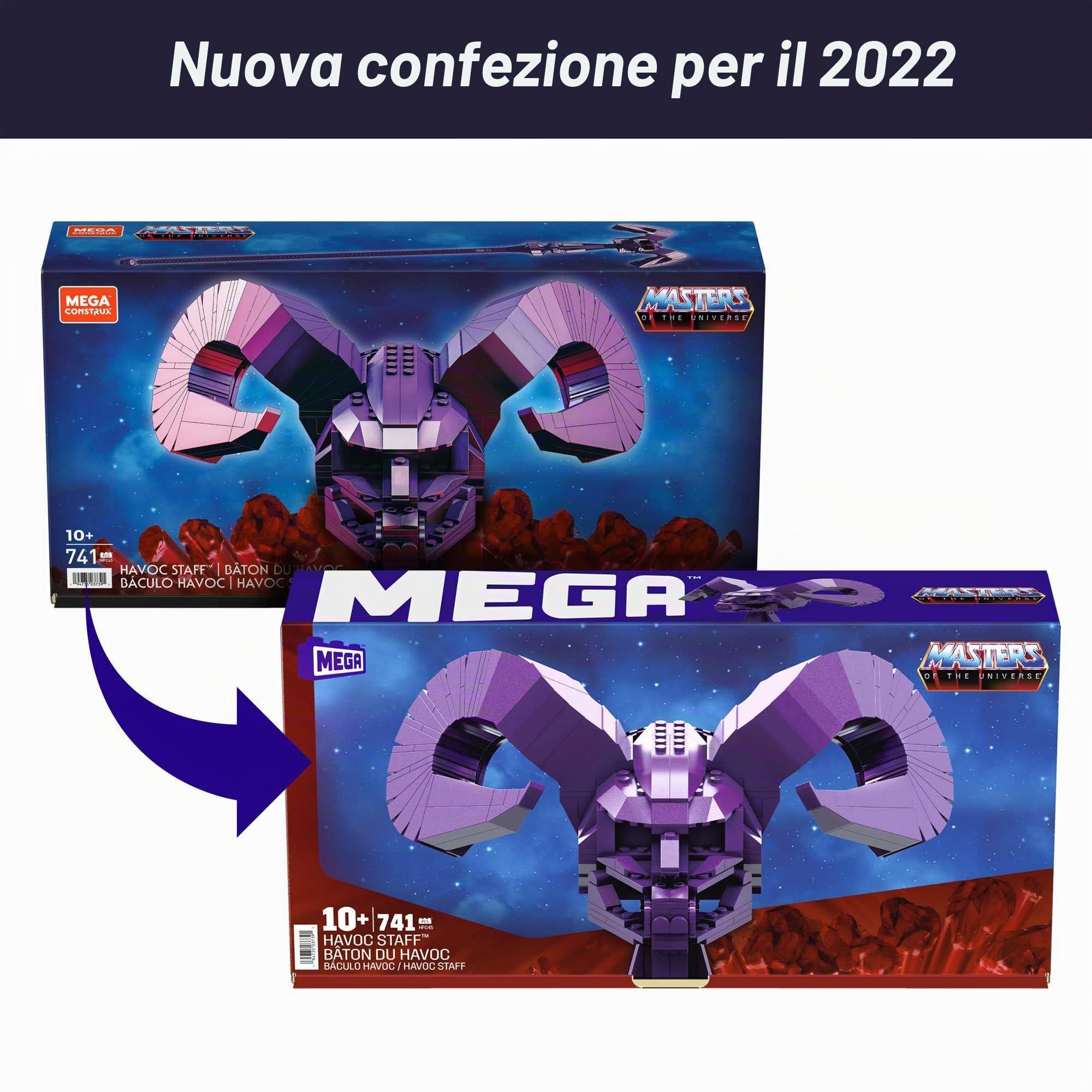 MEGA Masters of the Universe - Scettro Havoc Lungo 102,8 cm, playset con 741 blocchi da costruzione, Giocattolo per Bambini 10+ Anni, HFC45