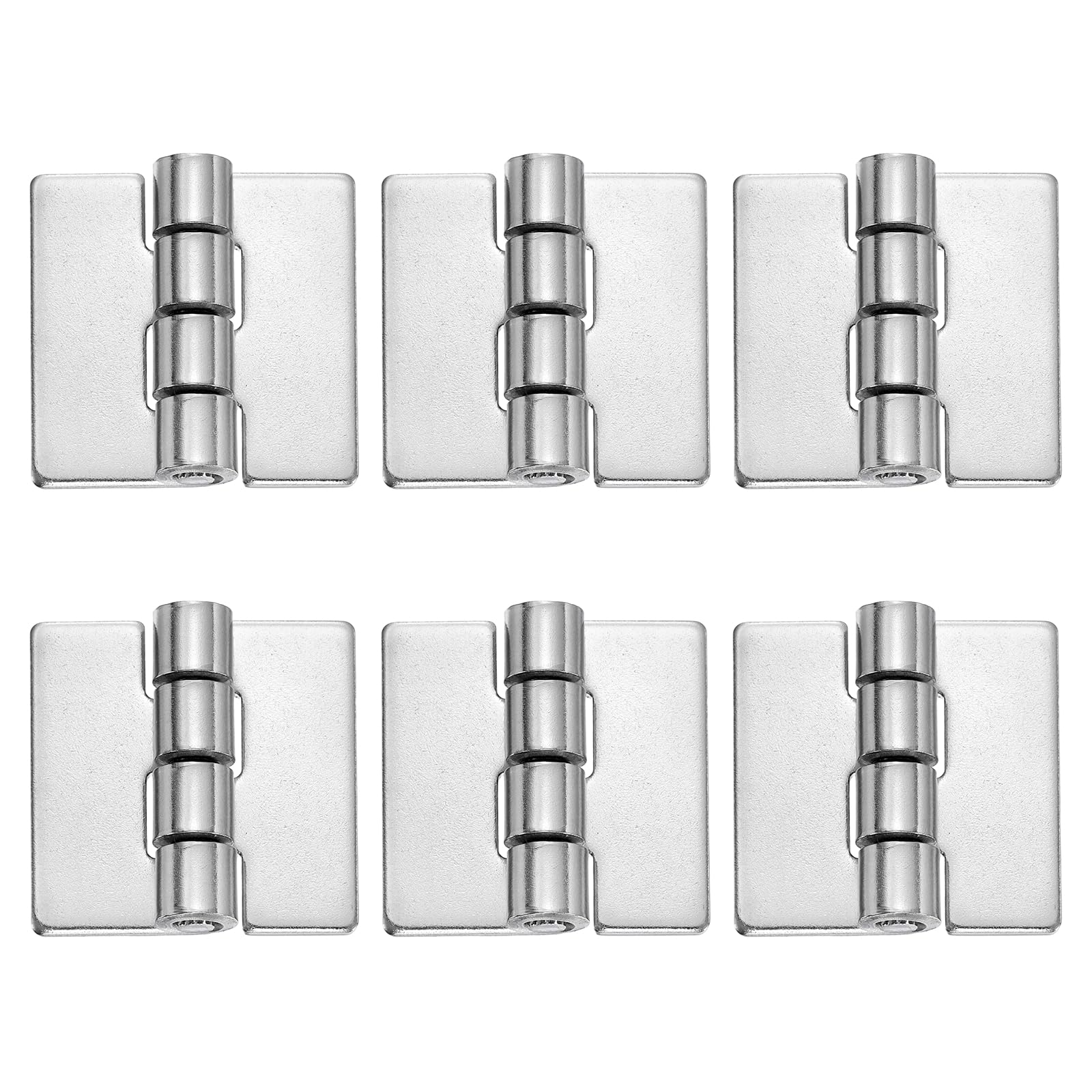 sourcing map 6 Pack Heavy Duty Weldable Hinges, 2" x 1.97" x 0.12" Weld on Butt Hinge 304 Stainless Steel Folding Metal Gate Hinges for Trailer Doors, Silver
