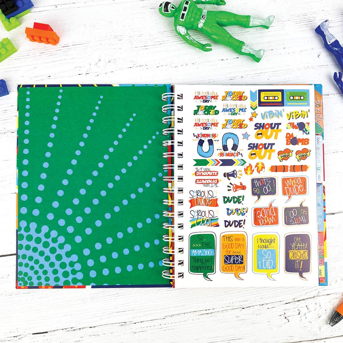 Denise Albright Gratitude Finder® - Diario de 52 semanas sin fecha para niños con 177 calcomanías totalmente geniales ilustradas a mano (Super Kiddo)