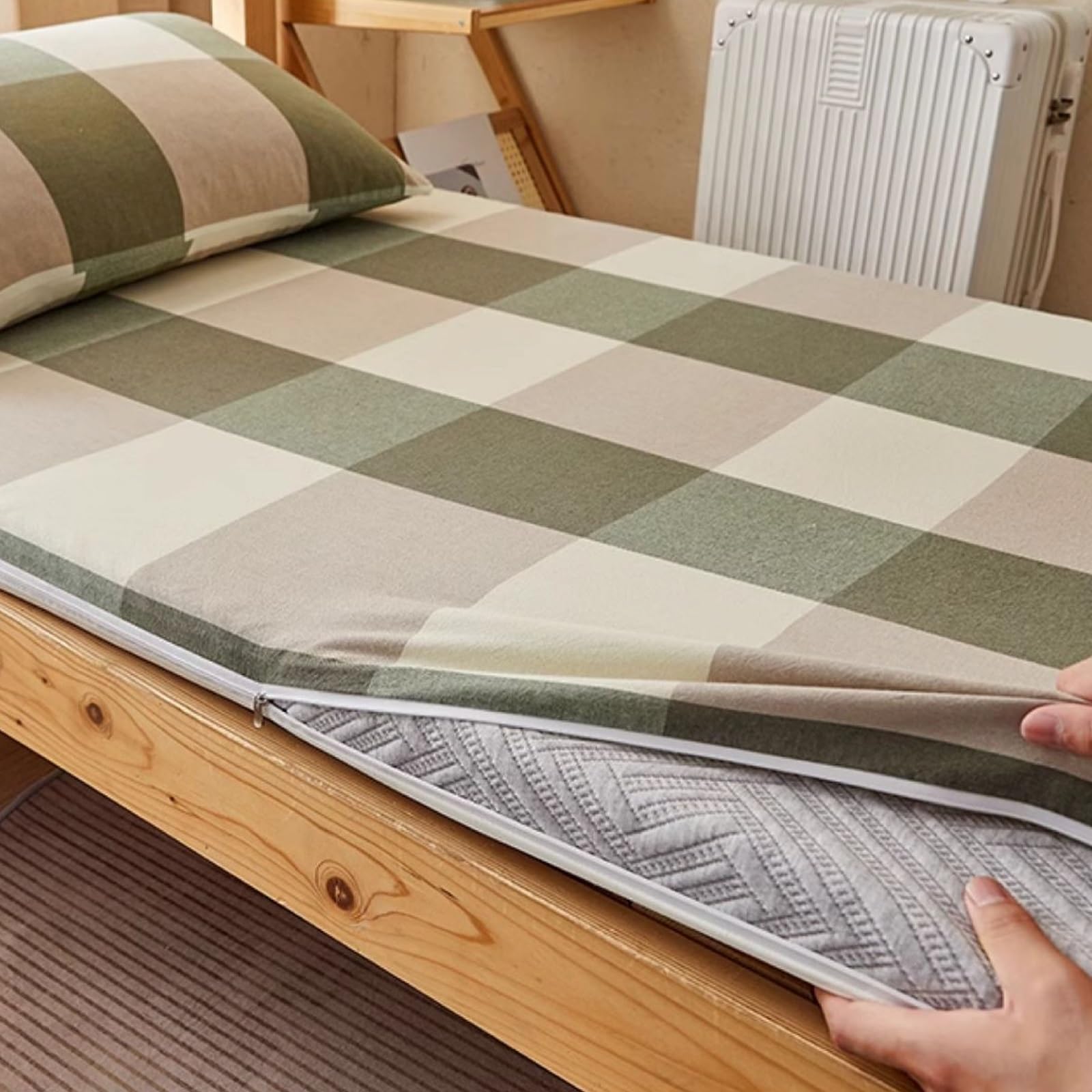 Japoński futon pokrowiec na materac w rozmiarze queen size, bawełna, pyłoszczelna podkładka podłogowa, ochraniacz do pokoju w akademiku, 120 x 200 cm, miękki i wygodny