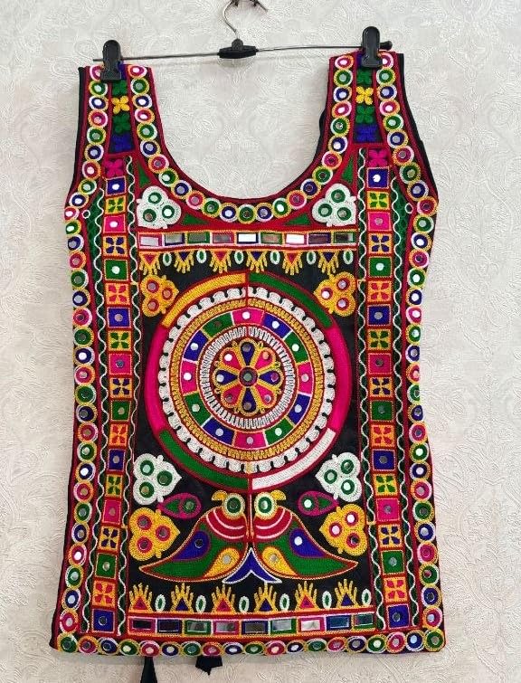 GAJVU Kutchi Embroidered Patch for Blouse Front | Mirror Work, Multicolour-image-18