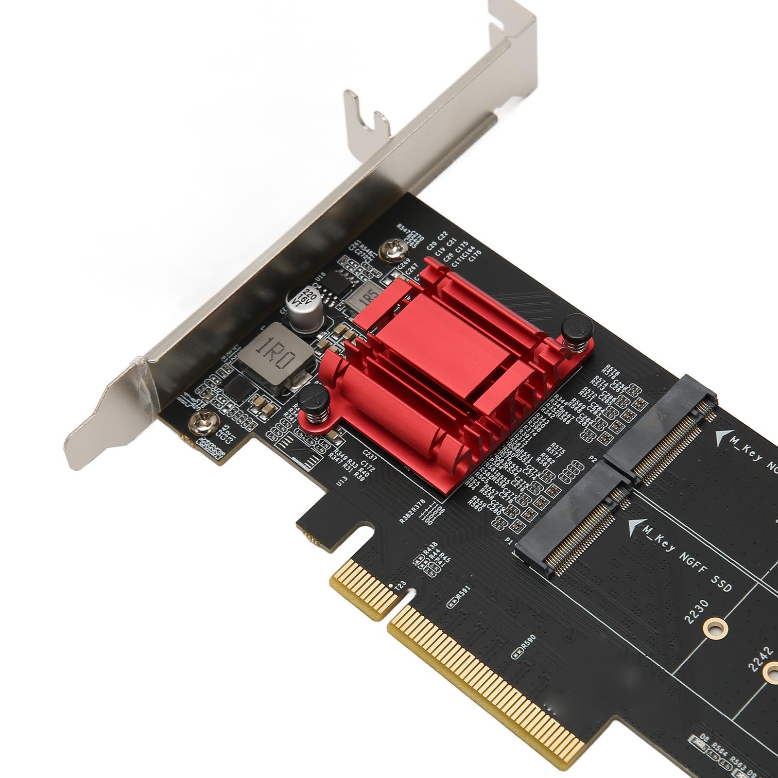Tarjeta Adaptadora Dual M.2 Pcie Nvme, M.2 Nvme NGFF SSD a Tarjeta PCI e 3.1 Gen3 X8 X16, Chip ASM1812 con Funcionalidad de Horquilla Pcie, Compatible con Todas Las Unidades de Estado Sólido
