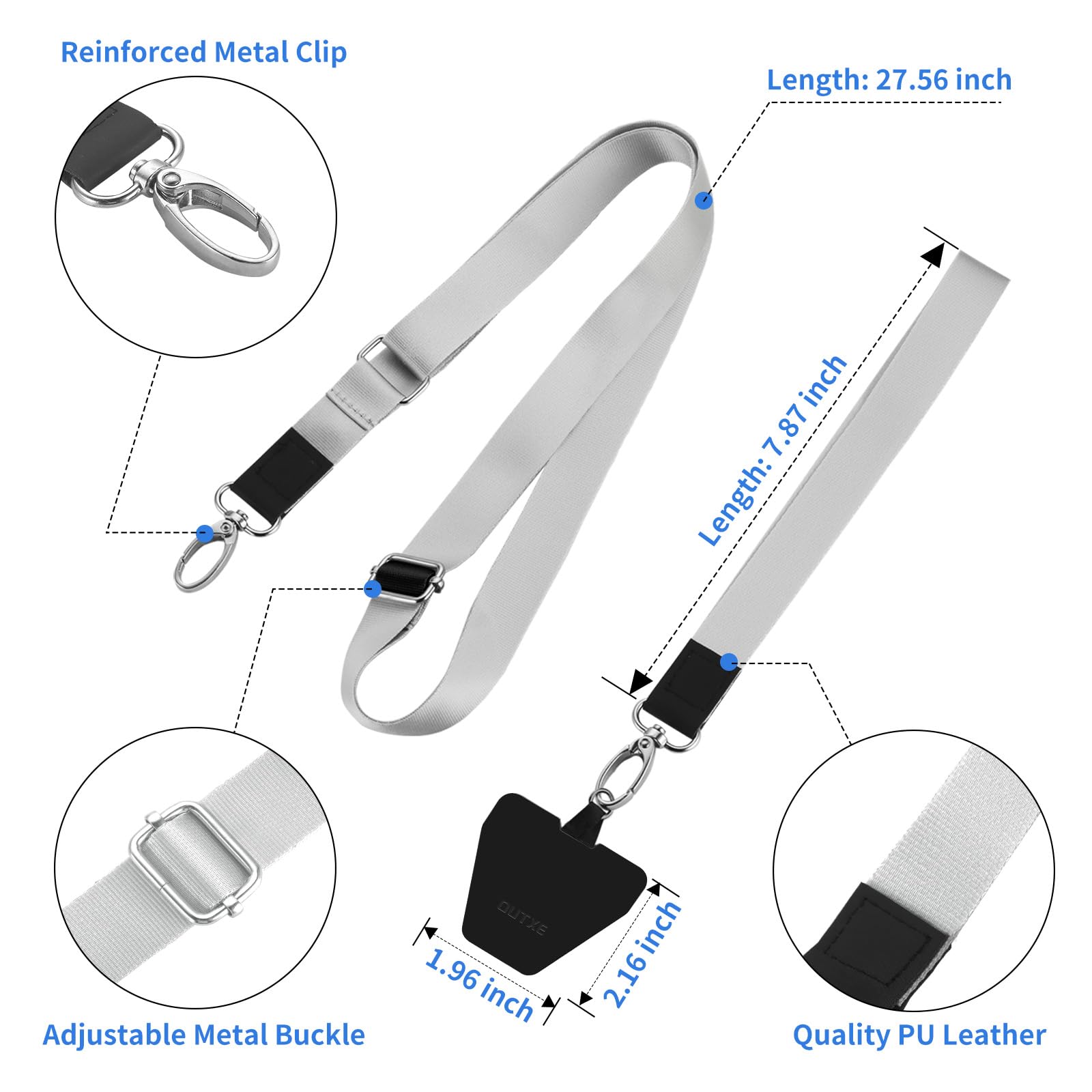 OUTXE Phone Lanyard Tether With 4 Patch- 2* Phone Tether, 4* Phone - View #2