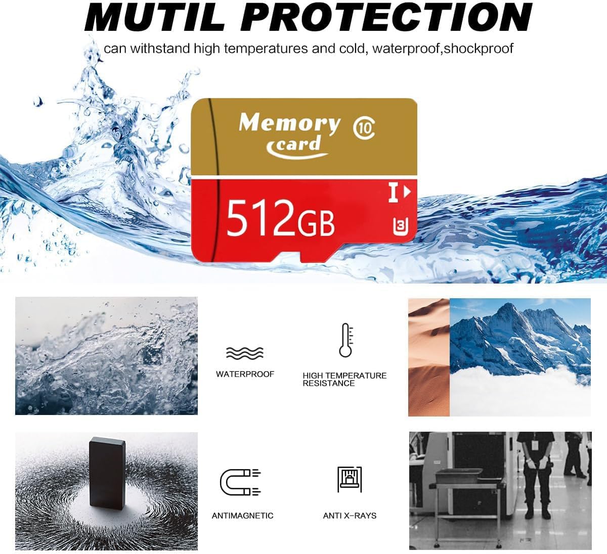 2 Pack MicroXC Card 512GB Memory Card A2, UHS-I U3, V30, 4K, Full HD Micro for Dashcams, Cams, Monitoring