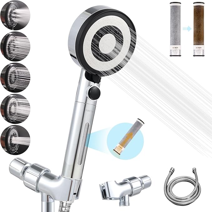 Pure Take Carbon Filters High Pressure Shower Head Handheld, Remove