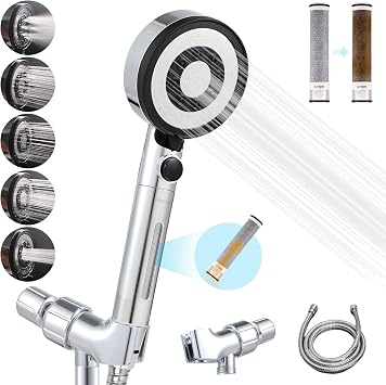 Carbon Filters High Pressure Shower Head Handheld for Hard Water