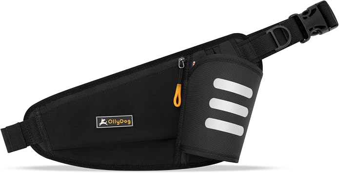 OllyDog Hydro-Slim Pack, Dog Walking Fanny Pack, Hiking Waist Pack with Water Bottle Holder for Men Women, Hip Bum Bag with Adjustable Strap for Outdoors Workout, Traveling, and Cycling Raven