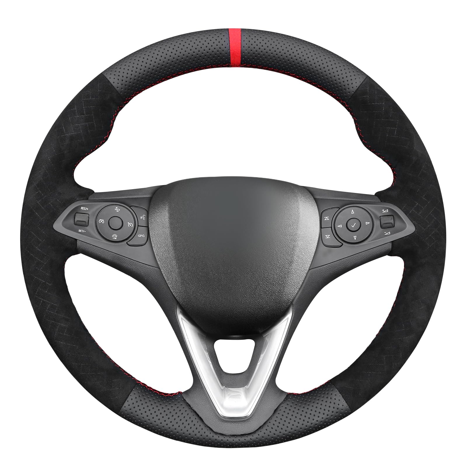 MEWANT Lenkradbezug Kompatibel mit Astra (K) / Corsa (E) / Crossland X/Grandland X Insignia (CT) B/Karl/Zafira (C) per Hand Nähen Lenkradschoner | Hand Nähen Lenkradschoner Atmungsaktiv Für Beheizte Lenkräder Langlebig