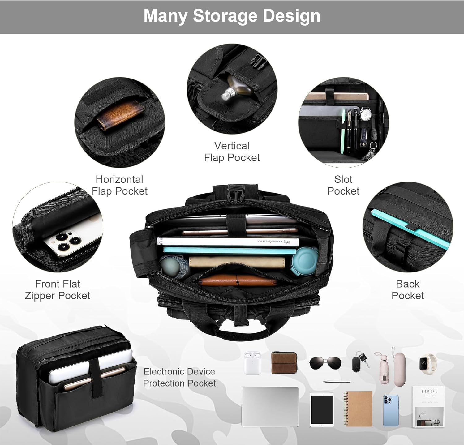 Stypos Tactical Messenger Bag, 14 Inch Tactical Briefcase for Man Military Laptop Bag Messenger Shoulder Bag Flight Bags for Pilots Khaki - Image 5