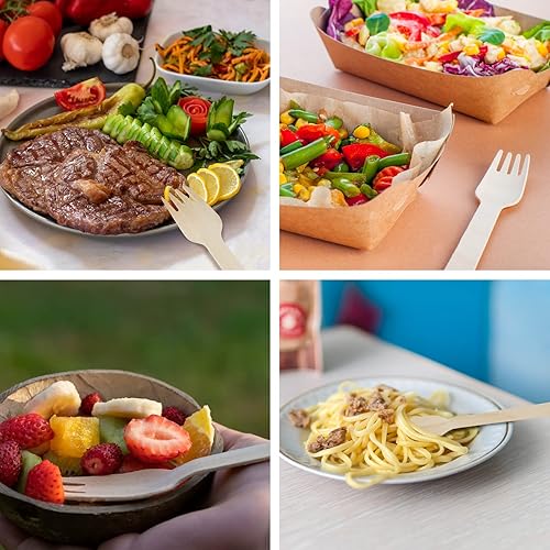 Vista 17 de Paquete de 100 cucharas de madera desechables, cubiertos biodegradables de 6.3 pulgadas de longitud, cuchara de bambú compostable para chocolate