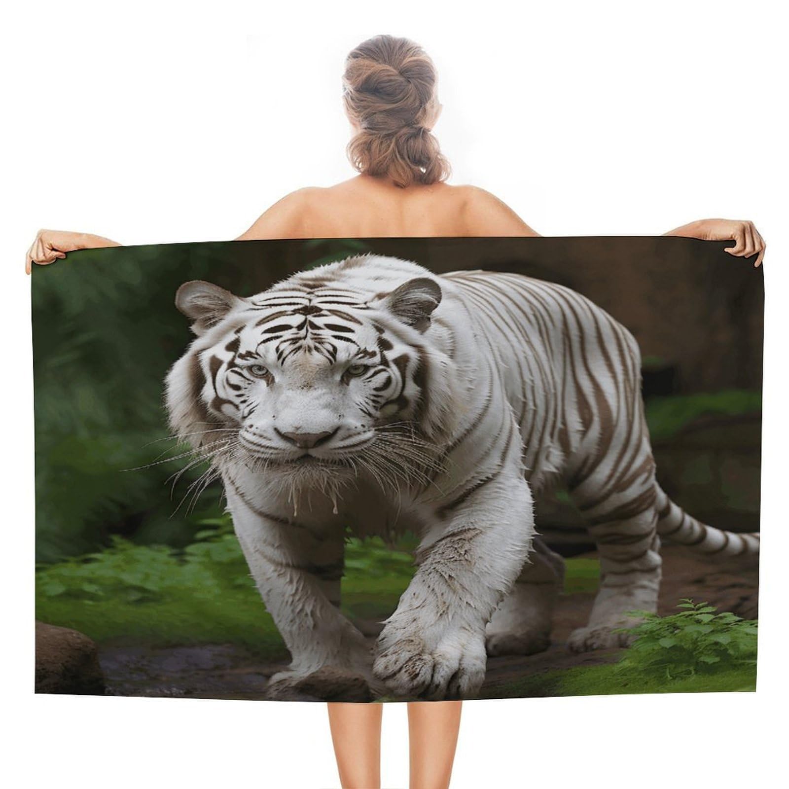 VstaDank Majestic White Bengal Tiger Beach Towels Super Absorbent Soft Lightweight Towel Large Stylish Swim Pool Towels Quick-Dry Oversize Bath Towel Travel Blankets for Adult Vacation&Gift