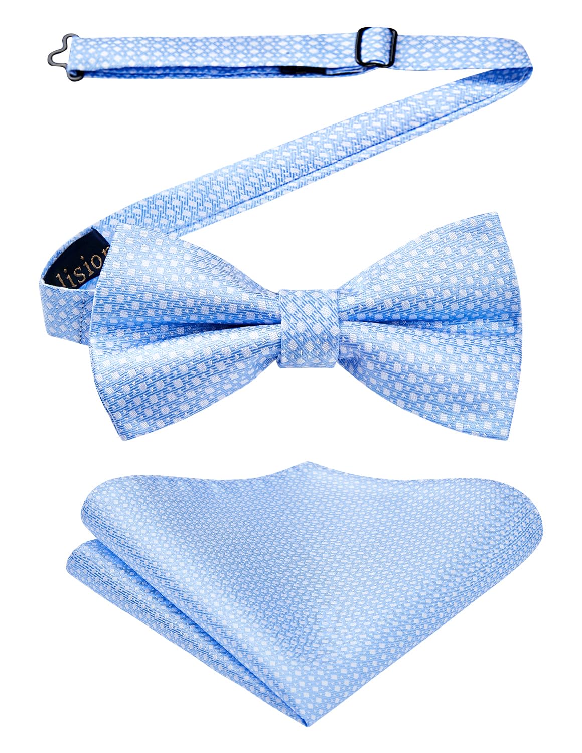 Enlision Noeud Papillon Homme Et Mouchoir à Carreaux - Prêt à Porter Réglable Avec Crochet Pour Mariage Et Fêtes