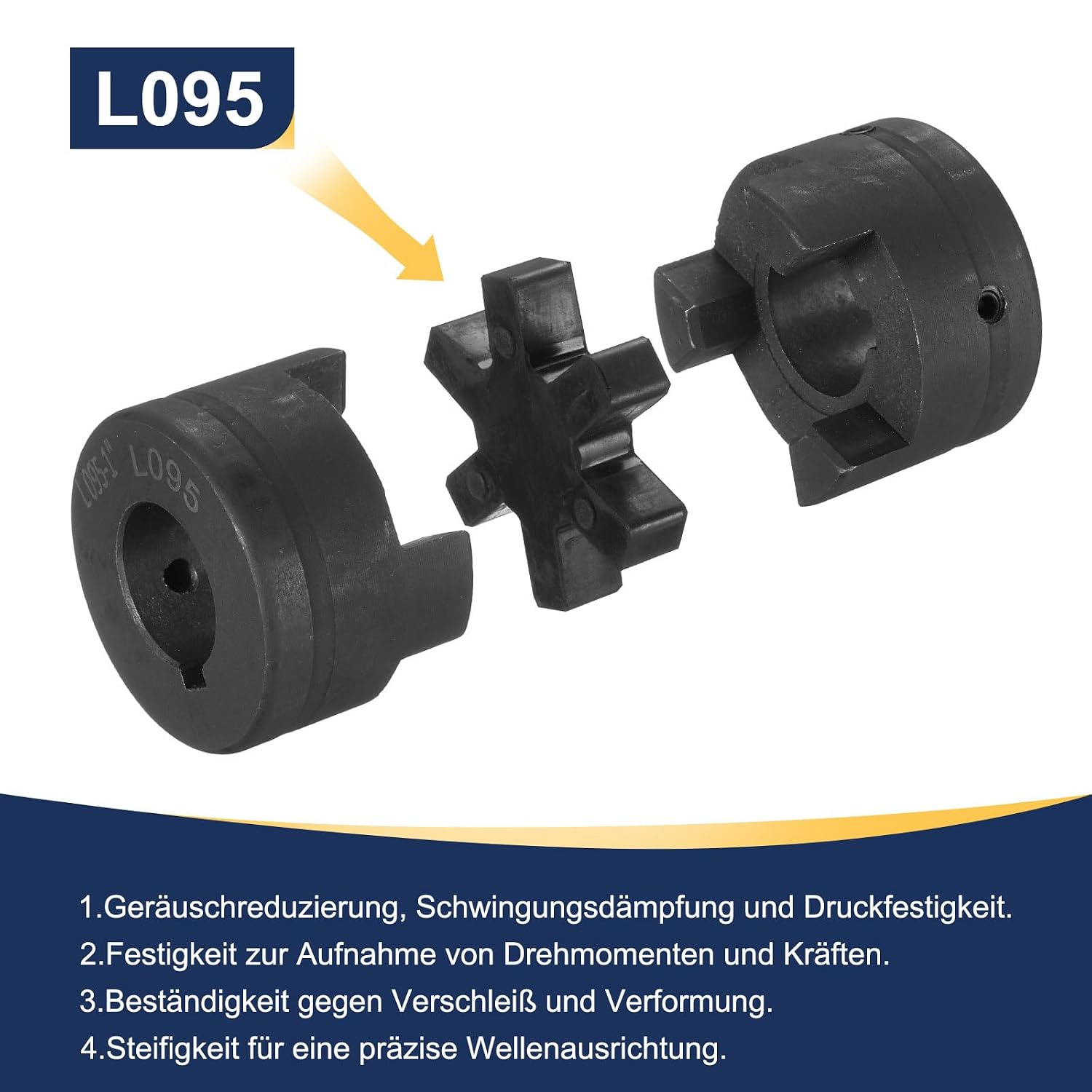 uxcell 1" L095 Flexible 3-Piece L-Jaw Coupling Coupler Set & Buna-N NBR Rubber Spider for Log Splitter Hybrid Equipment