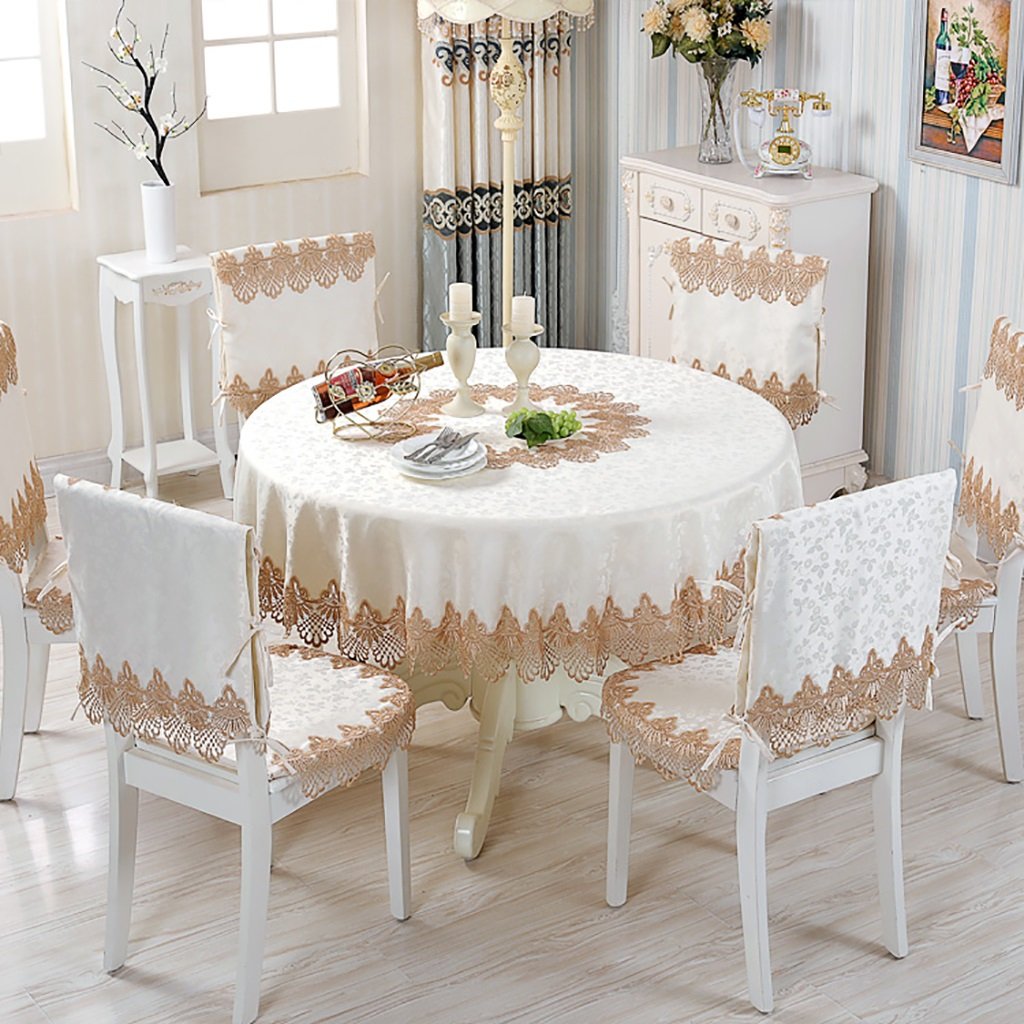 Nappe de table ronde dentelle creuse et broderie raffinée haut de gamme WENJUN