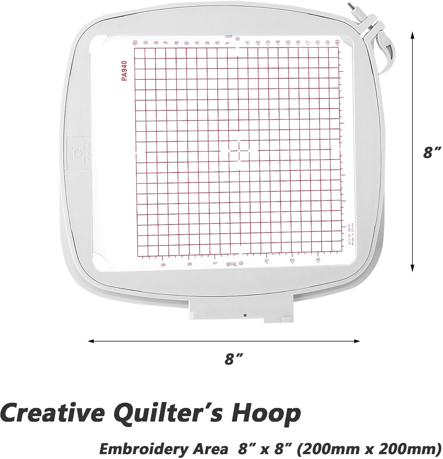 Sew Tech Embroidery Hoop for Husqvarna Viking Designer Diamond Deluxe Royale, Ruby Deluxe, Topaz 50 30 20, Pfaff Creative Sensation Pro etc. Embroidery Machine, 8x8 (200x200 mm) Quilter's Hoop