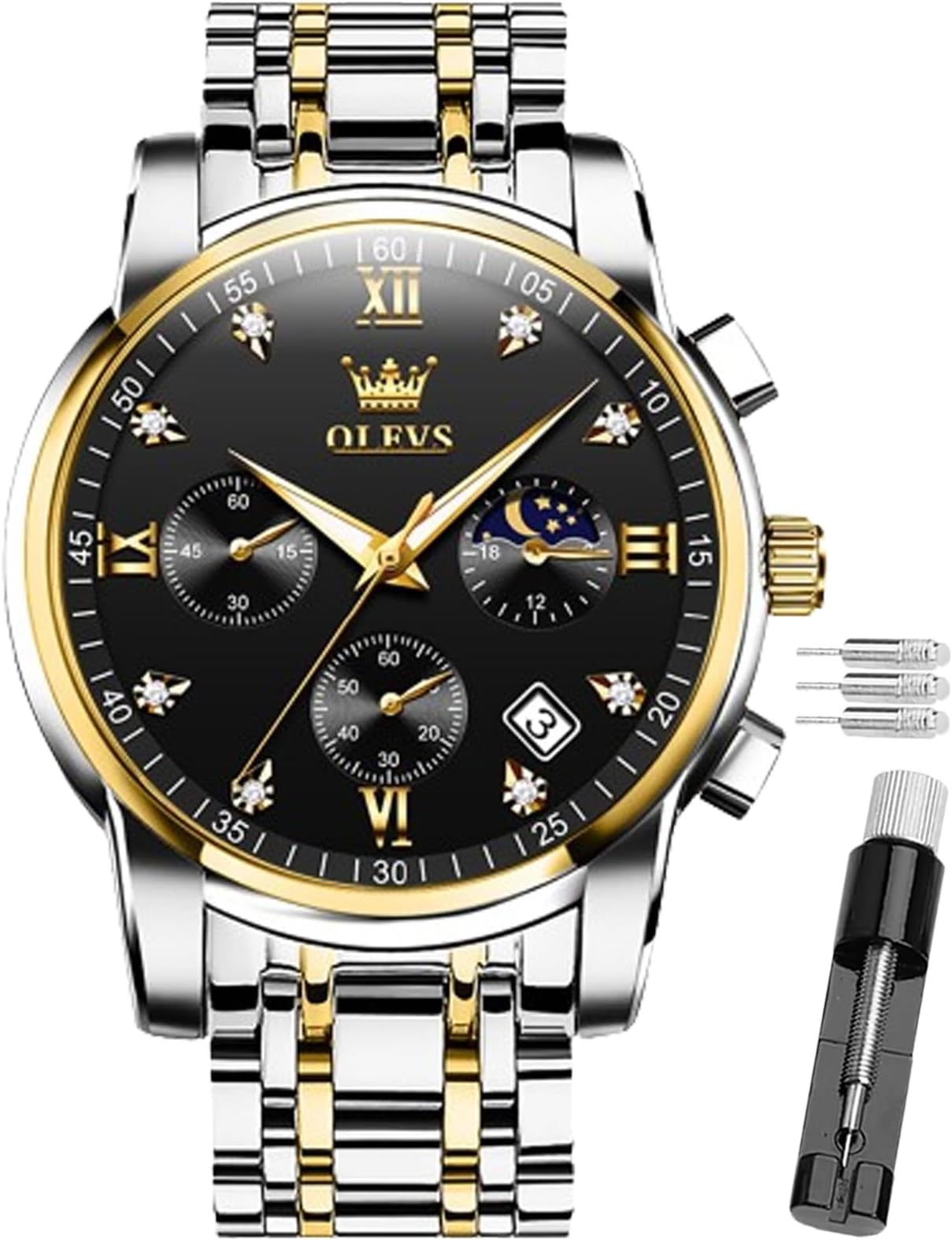 Male Wrist Watches, Analog Quartz Business Stainless Steel Waterproof Luminous Watches Luxury