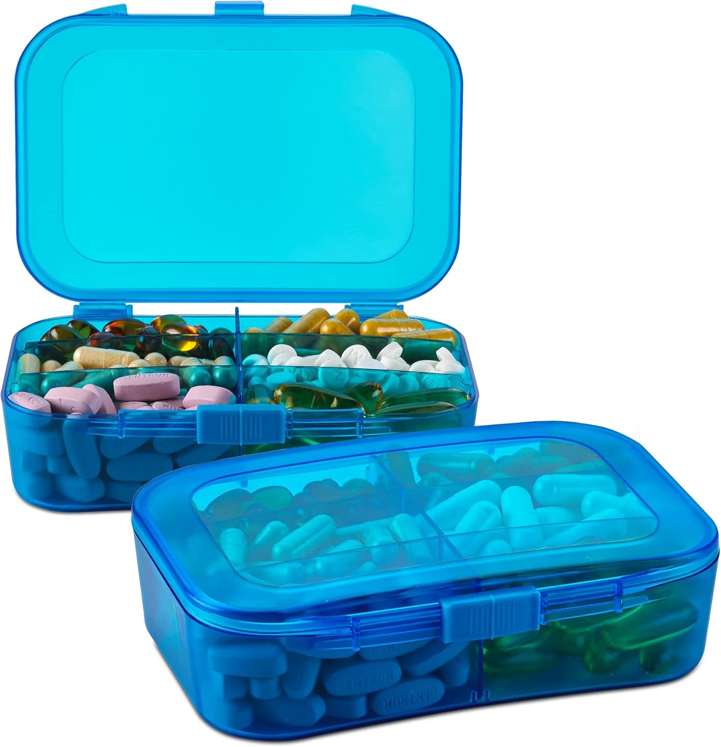 Pill Organizer Case (Pack of 2) Portable 6 Compartment