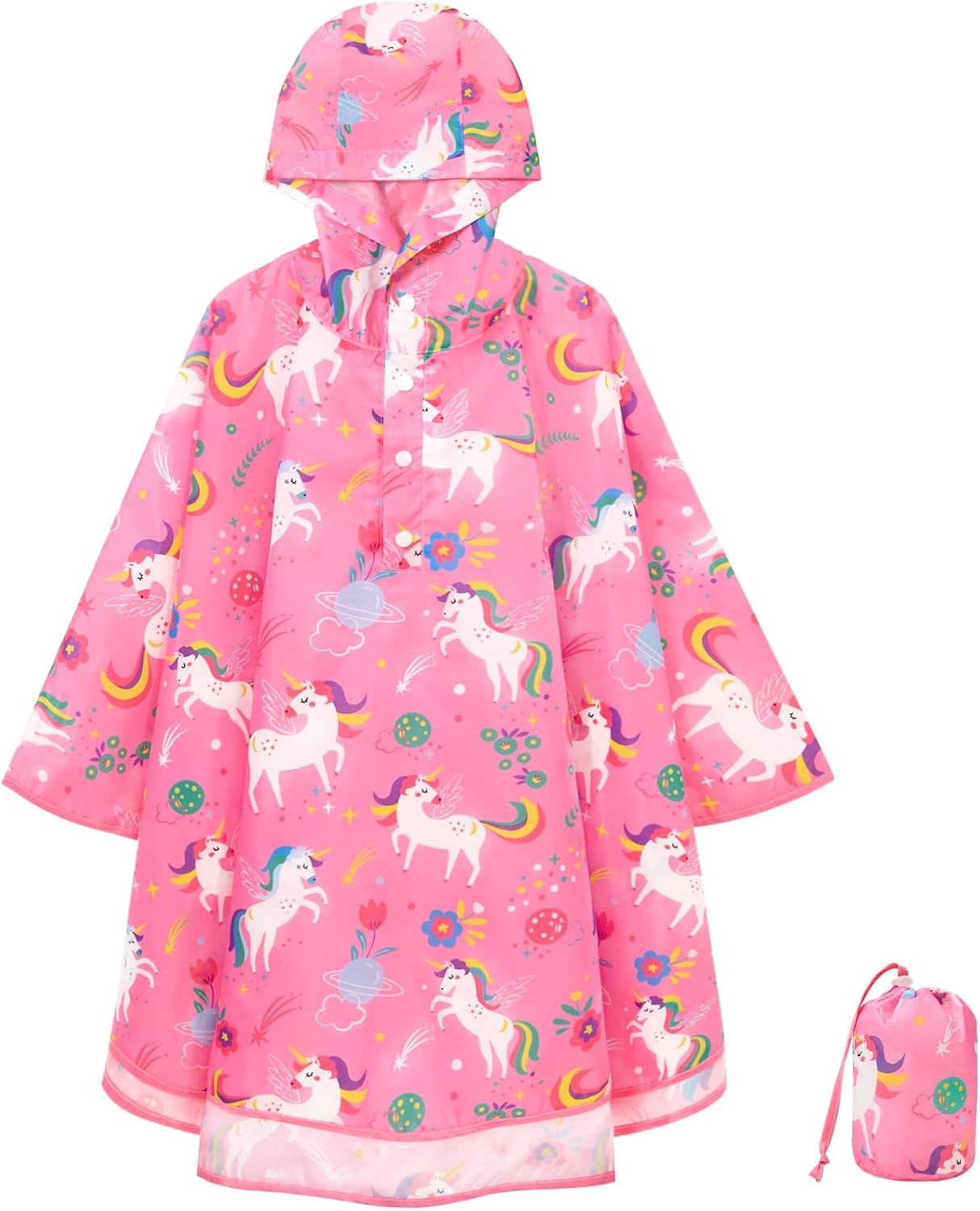 WAWSAM Lightweight Rain Poncho Kids, Ponchos for Kids Waterproof Reusable Hooded, Kids Poncho Rain Jacket