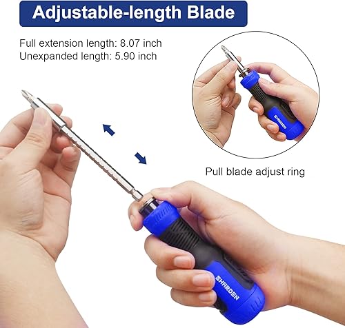 Vista 4 de SHARDEN Destornillador Multibit 13 en 1 - Juego de Destornilladores con Extensión Ajustable, Multiherramienta Todo en Uno con Torx de Seguridad