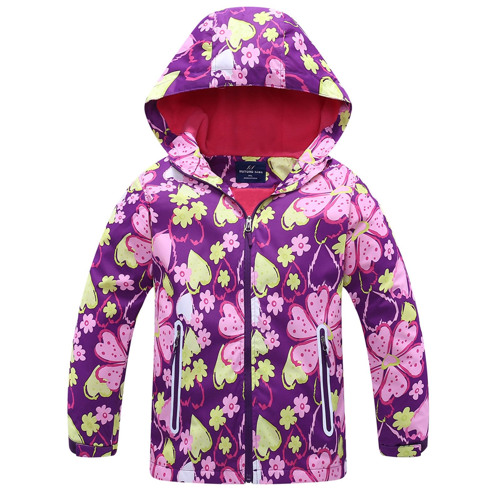 Softshell Enfant Imperméable Veste Manteaux Fille Étoile Imprimée Blouson a Capuche Veste de Pluie Outdoor Sport Randonnée Ski Jacket 3-16 Ans