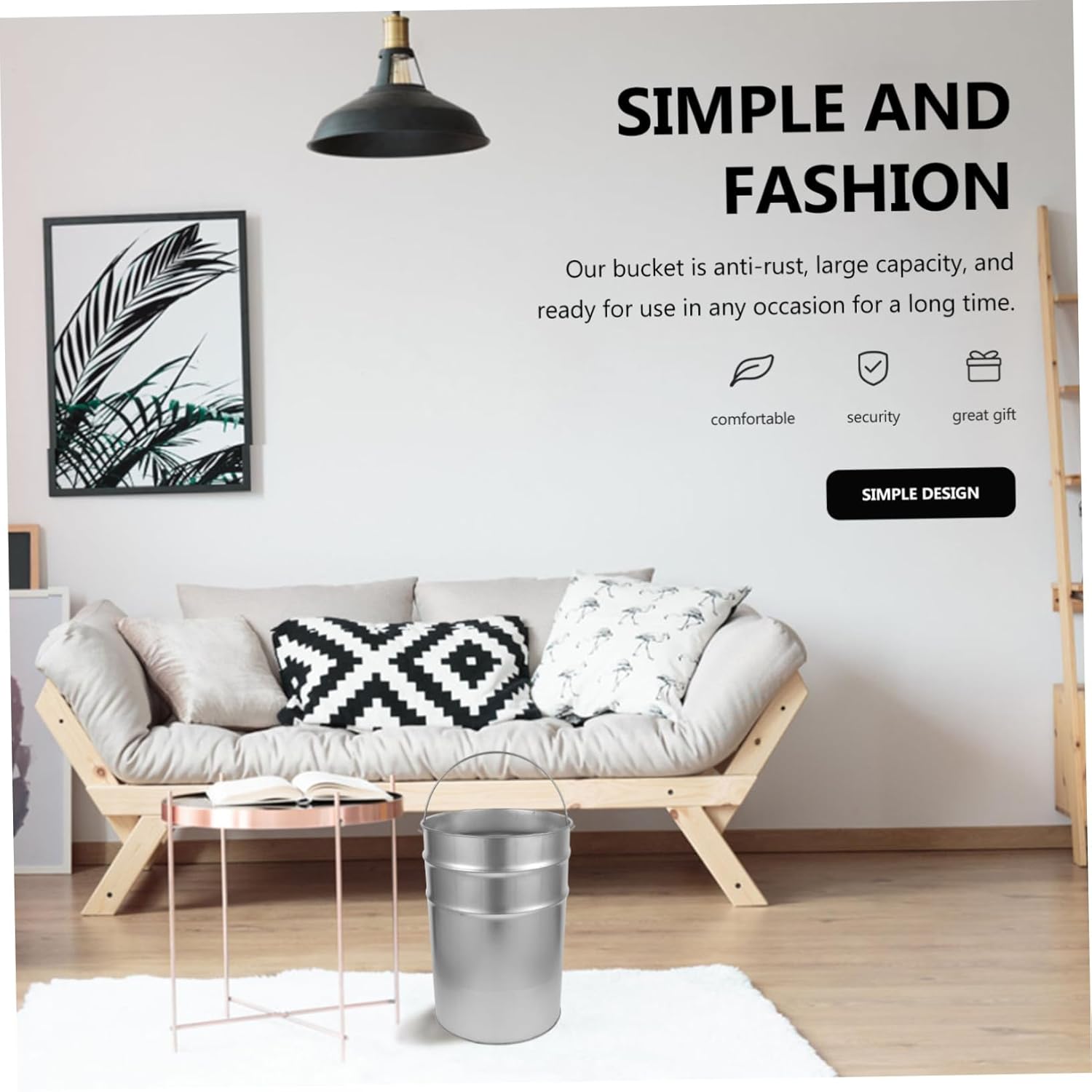 Capacity Galvanized Iron Garbage Container for Home and Garden Metal Trash Can for Outdoor Use Easy to Clean and Maintain for Kitchens and Utility Rooms