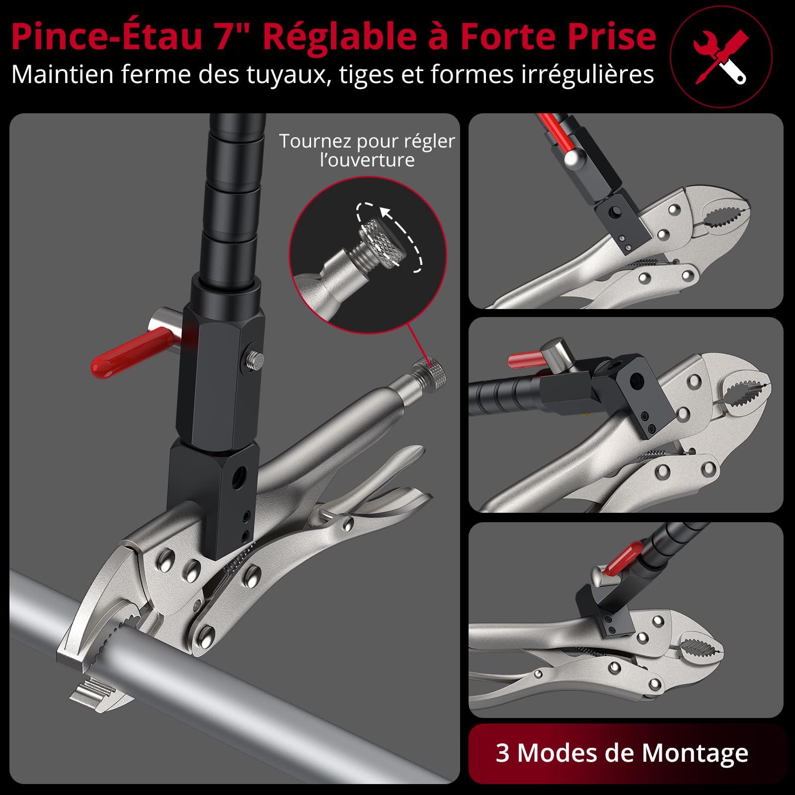 XUNTOP 25.4mm/0.01mm Comparateur Numérique pour Étrier de Frein - Outil de Mesure Automobile Professionnel avec Jauge de Déformation de Disque, Pince de Verrouillage 7'', Support Flexible 360°