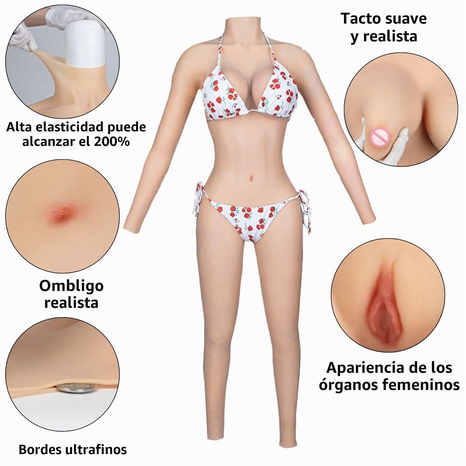 Silicone Bodysuit Fake Vaginal Whole Body Silicone Body Suit C-G Cup Fake Breast for Crossdressers Transgender Men