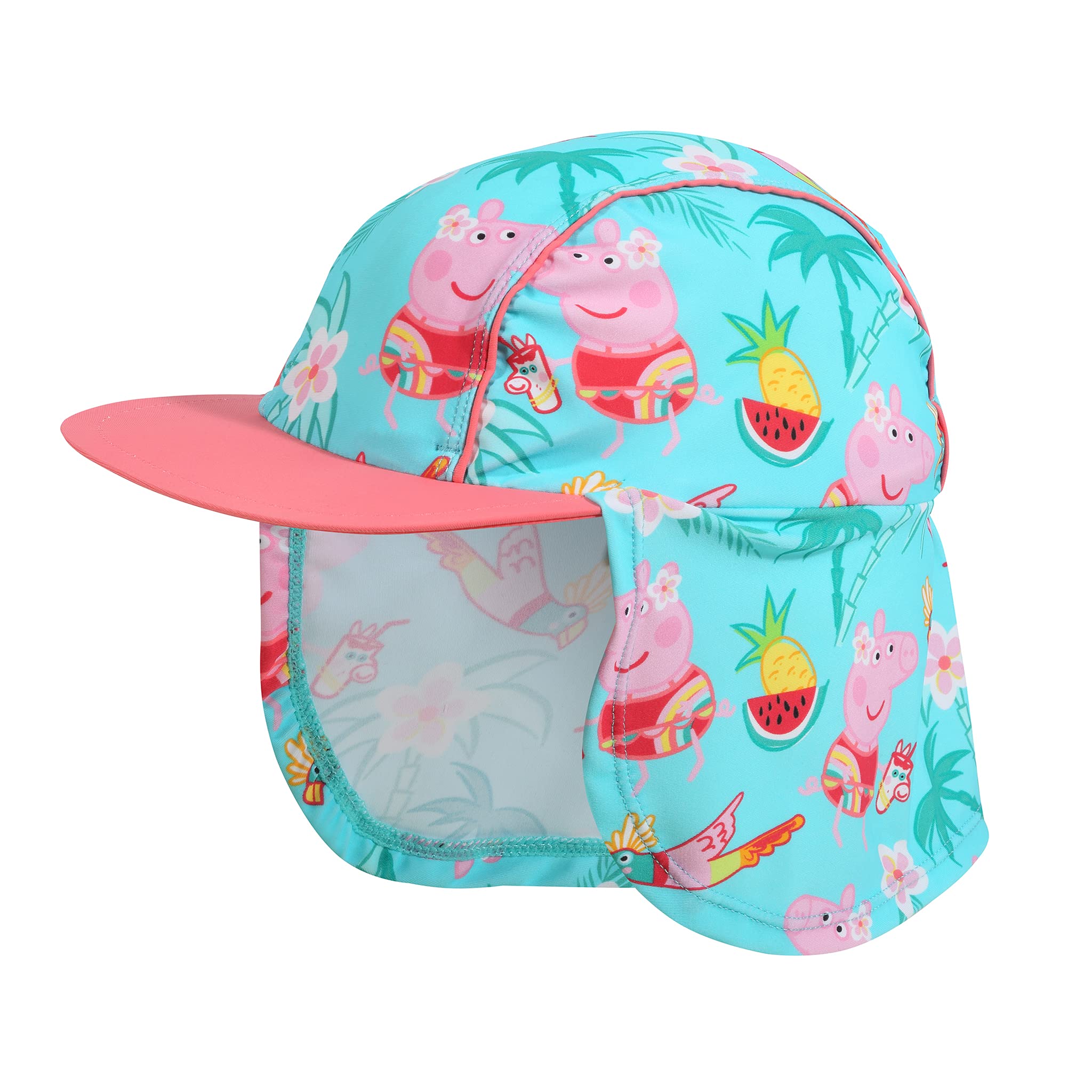 Popgear Peppa Pig-Gorro de Sol para Niñas, Diseño Tropical, Multicolor Traje de baño