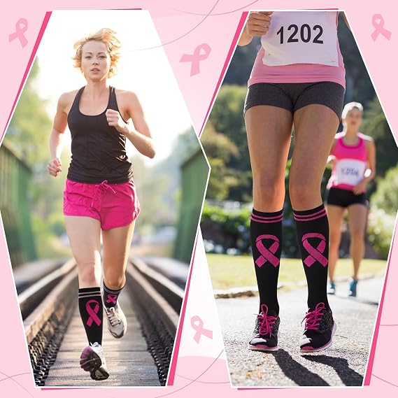 Xtinmee 36 Pairs Pink Ribbon Football Softball Soccer Socks Bulk Breast Cancer Awareness The Calf Camo Breast Cancer Socks