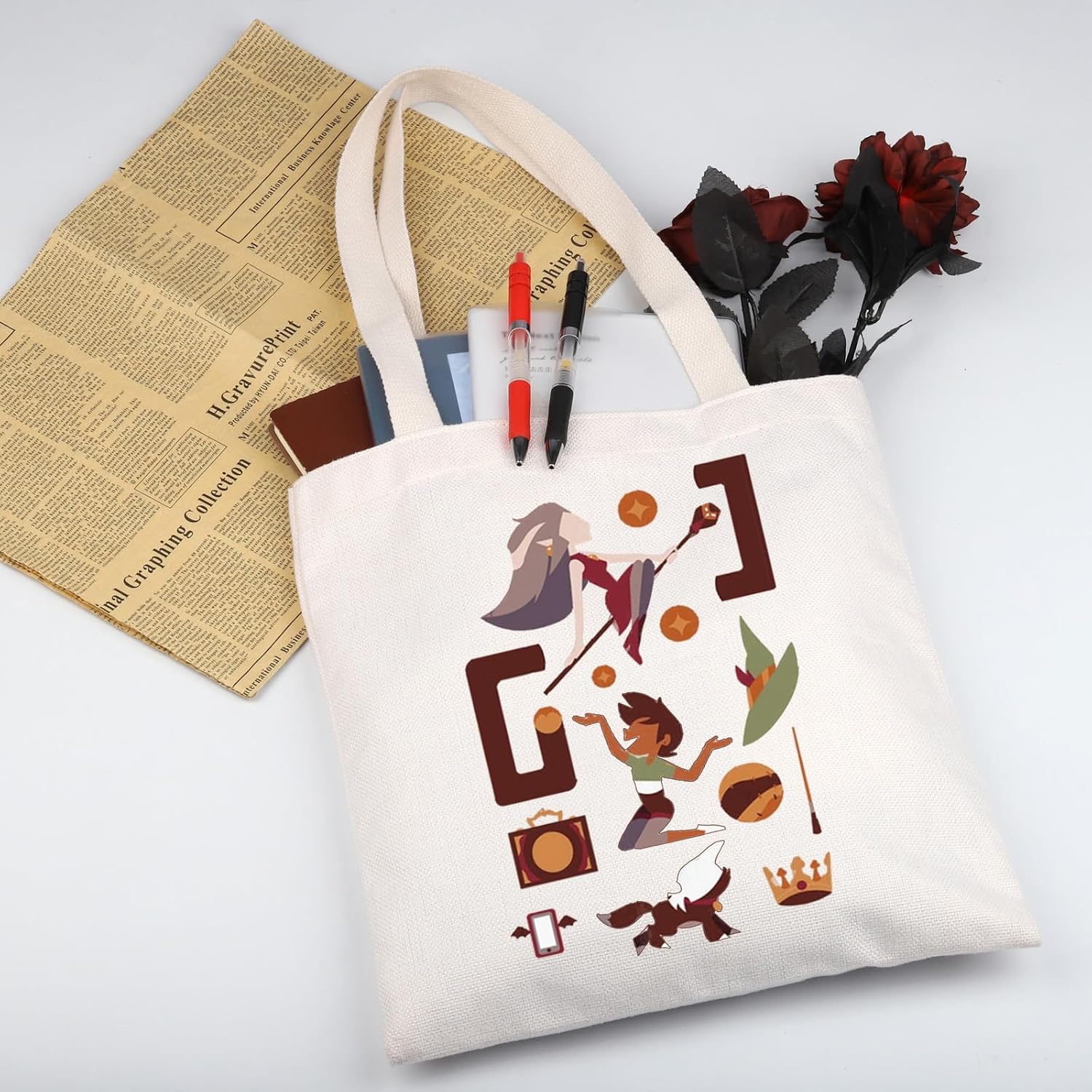 WSNANG Owl Character Inspired Tote Bag Owl Friend Group Gift Cartoon TV Show Fan Travel Bag (Owl-H TB) image 4