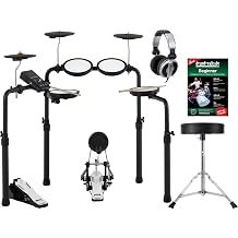 XDrum DD-250P E-Drum Kit Live Set Electronic Drum Kit with Mesh Head and Cymbal Pads Kick Pedal with Pad HiHat Controller Bluetooth Receiver Includes Headphones Stool Sticks and School