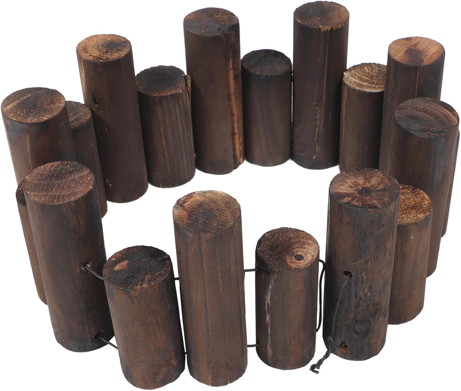 MERRYHAPY Outdoor Wooden Garden Fence Decorative Courtyard Border for Flower Beds and Lawns Carbonized Wood for Enhanced Durability Easy to Install Height