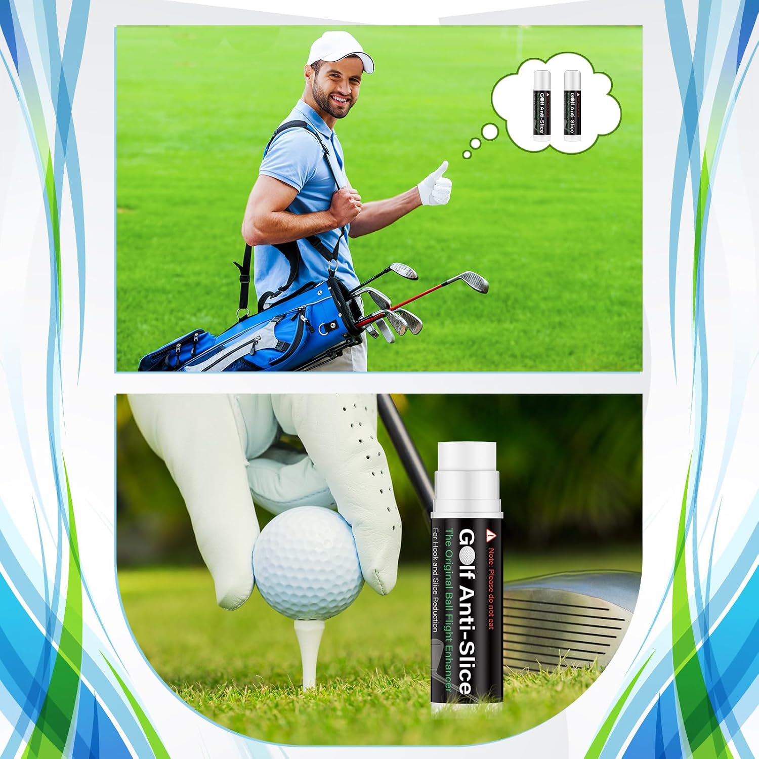 Halloscume 2 Pieces Golf Anti-Slice Compound for Clubs Boosts Distance and Increases Accuracy Gift for Golfer Supply