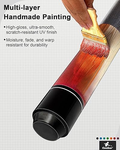 Miniatura 2 de Taco de billar para adultos, 58 pulgadas, 2 piezas, con envoltura de piel sintética 3D, punta de 0.512 in y eje de arce, elige entre 7 colores y 4