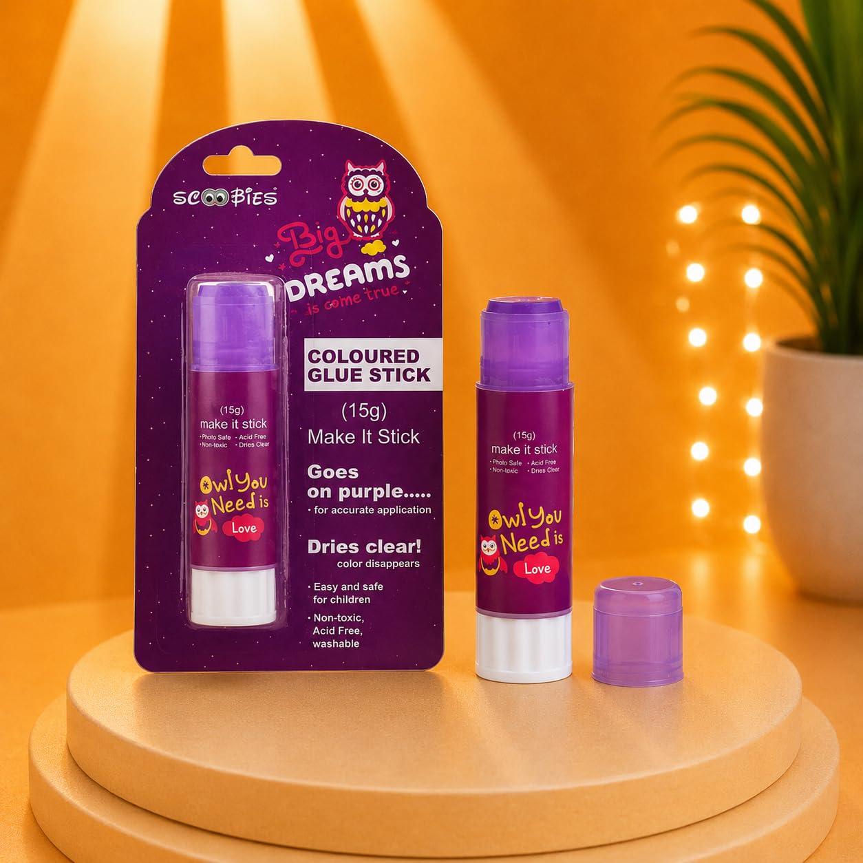 Purple Coloured Glue Stick (15 grams) | With Child-Safe Cap | Adhesive | Non-Toxic & Waterproof | Transparent Easy Application-image-26