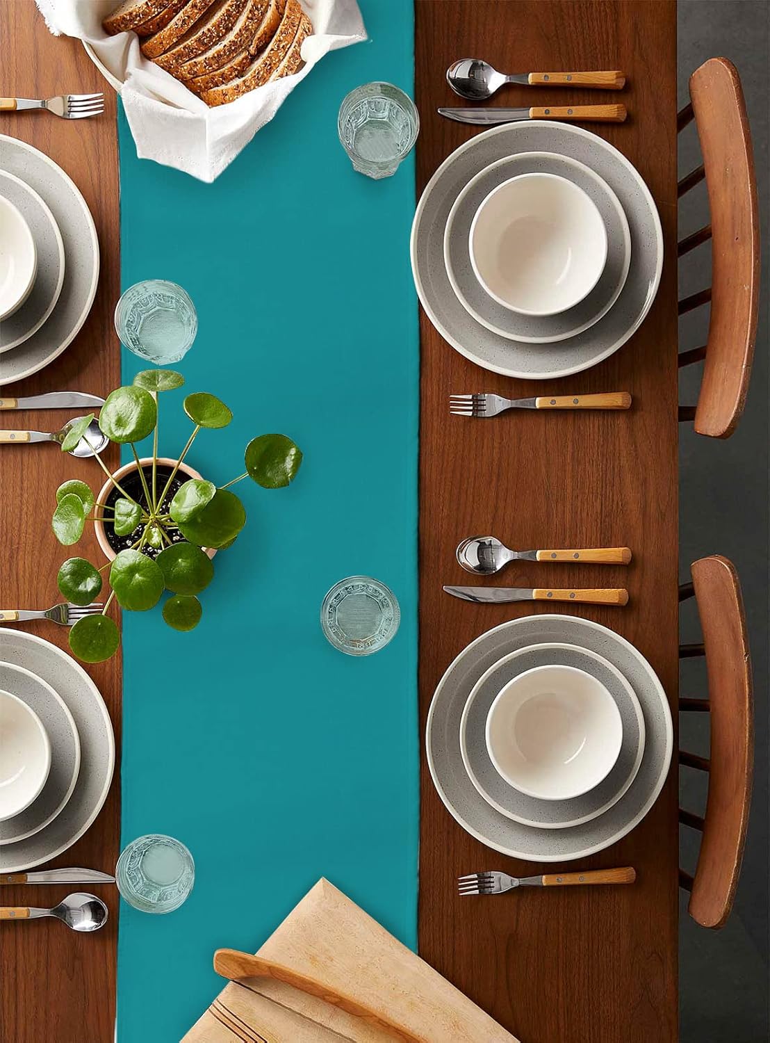 Dining Table Runner Dresser Scarves, Pure Teal Green Solid Color Table Runners 108 inches Long,Non-Slip Washable Coffee Table Runners for Wedding Holiday Party Table Decoration