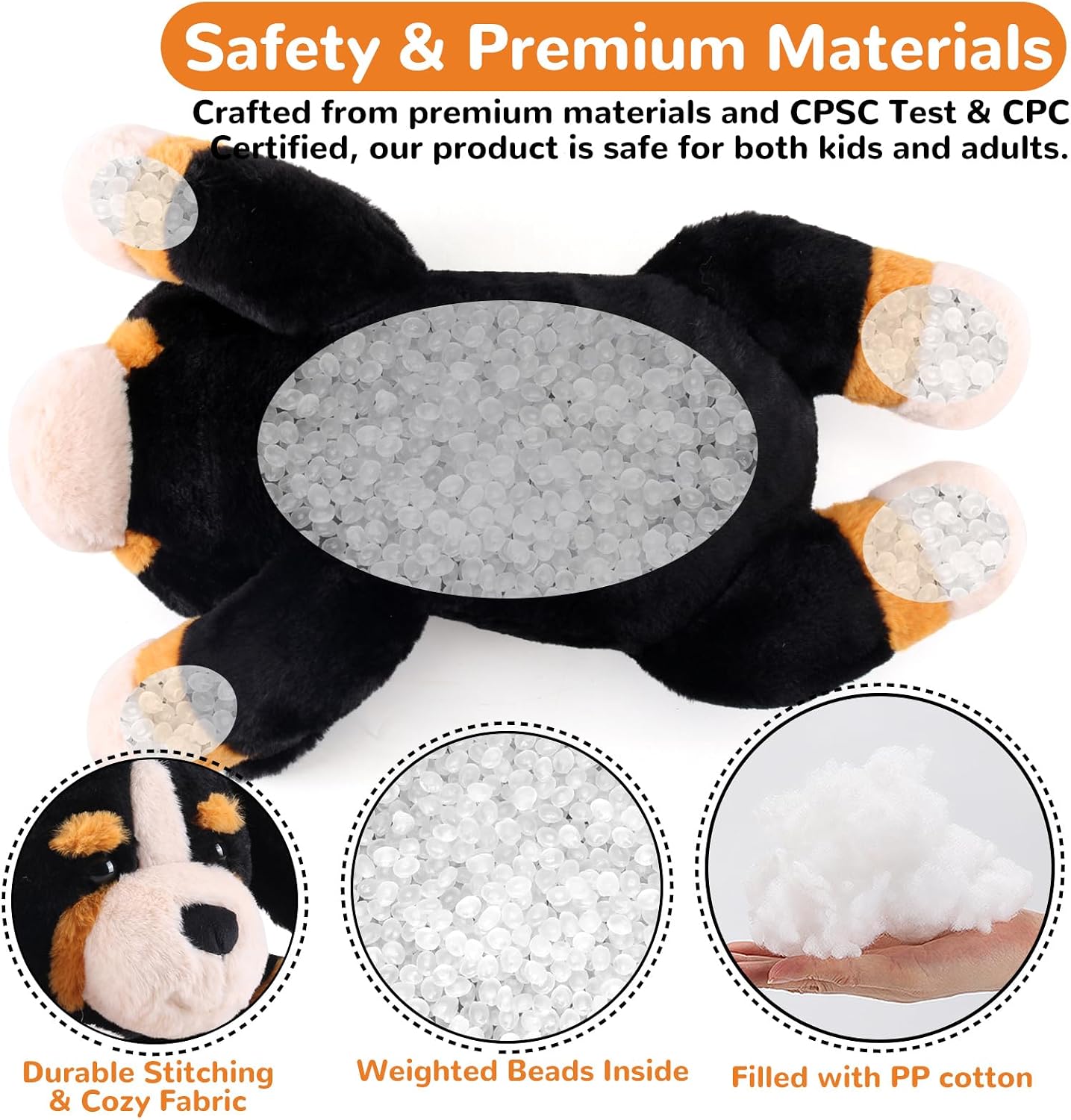 gnomantic Bernese Mountain Dog Weighted Stuffed Animals - 22 Inch 4.5 Pounds Weighted Plushies Dog Stuffed Animal - Big Plush Pillow - Cute Plush Toy Gifts for Kids & Adults (22" 4.5 lbs)