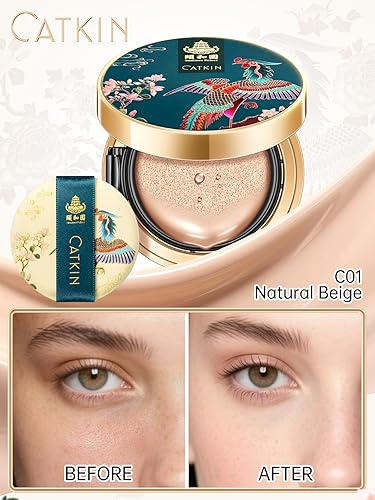 Miniatura 3 de Catkin Phoenix - Base de maquillaje de suero antienvejecimiento con cobertura acolchada, acabado satinado transparente, repuesto incluido, beige