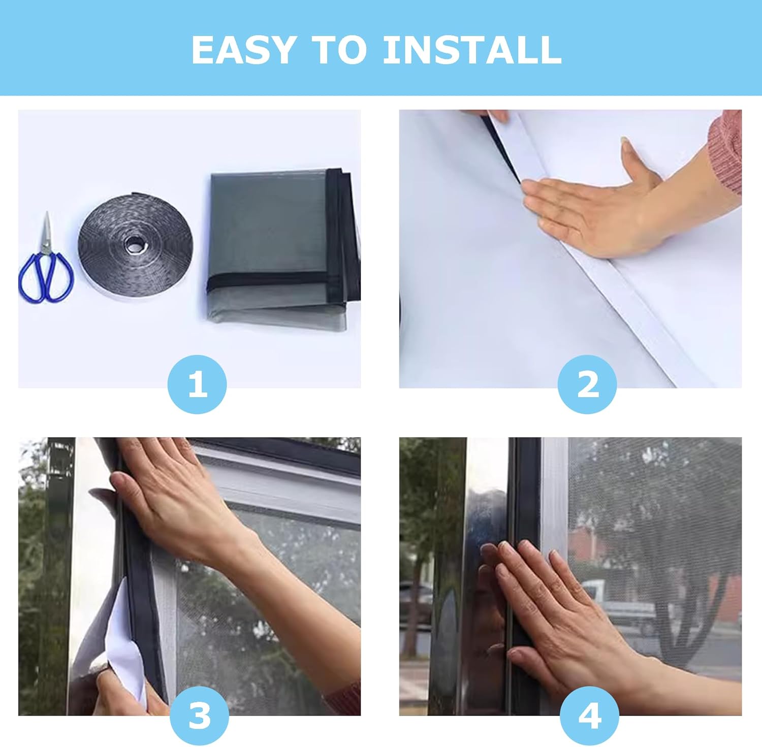 Custom Self-Adhesive Cat Proof Window Net Mesh, Insect-Proof Netting Protects Against Flies, Window Screen Mosquito Netting, Indoor Cat Safety Netting