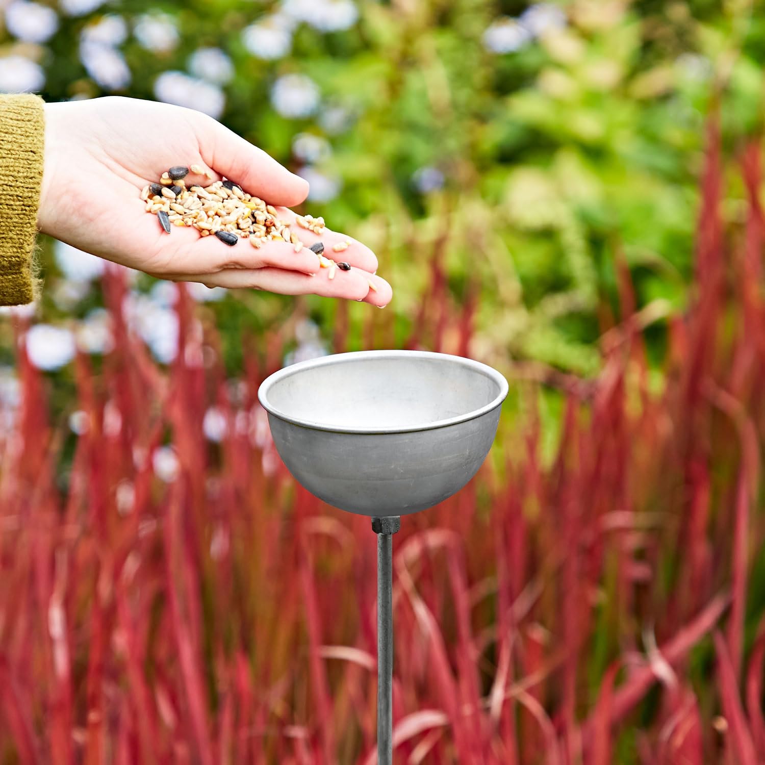 Paper High Silver Recycled Iron Rain Catcher - Metal Sculpture - For The Garden - Flowerbed Décor - Metal Garden Ornament (Large)