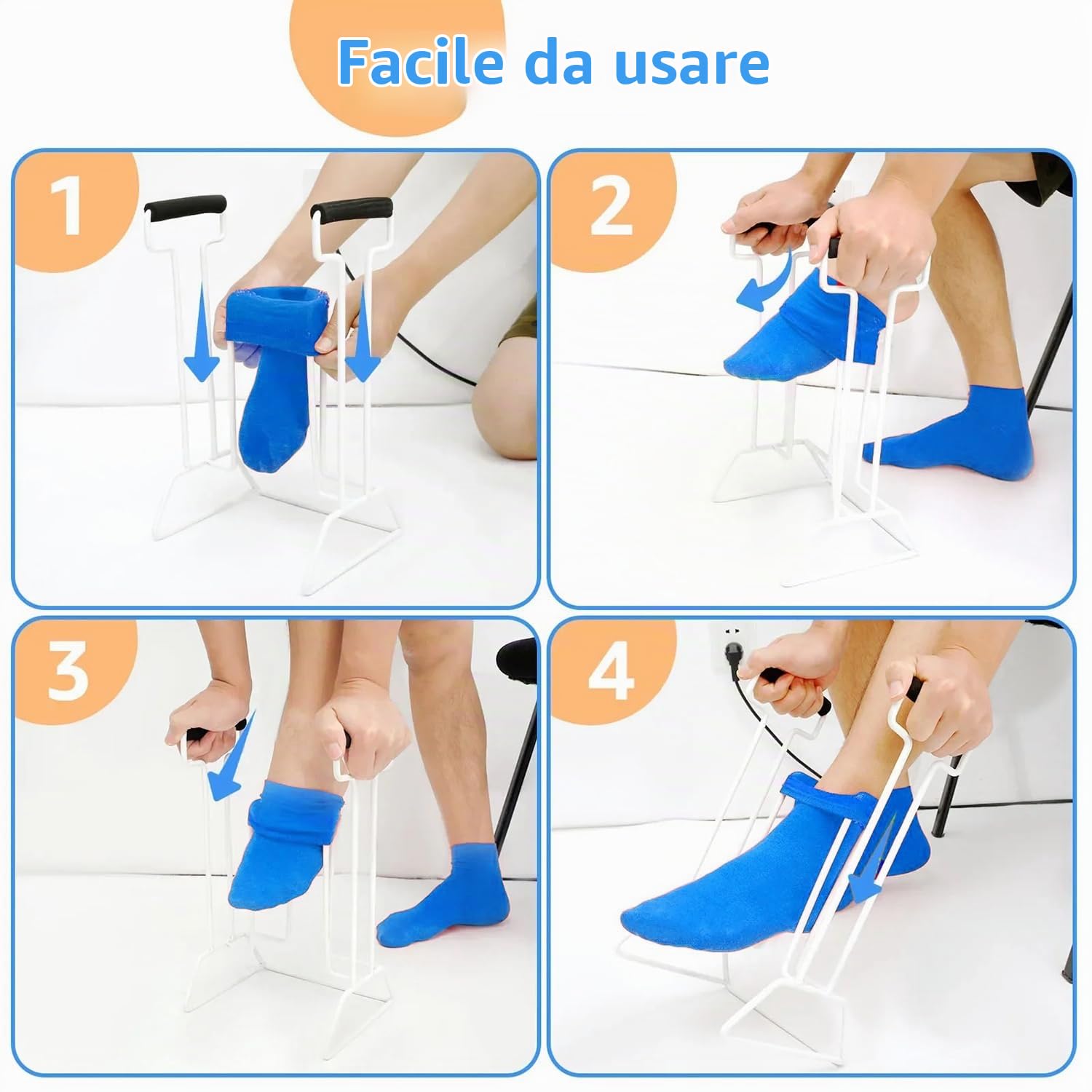 Infila Calze Per Anziani,Design Pieghevole Infila Calze,Infila Calze In Acciaio Per Anziani Facile Da Usare - Infila Calze Elastiche Compressive Per Anziani,Con Maniglia Retrattile,Per Anziani