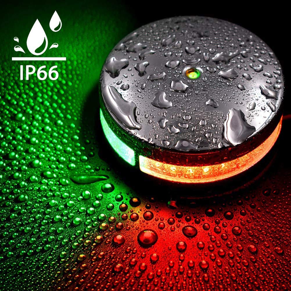 LED-Bootslichter, Bootslicht, Zweifarbiges Buglicht, LED-Navigationslichter, Wasserdichter Edelstahl, Rote und Grüne Segellichter