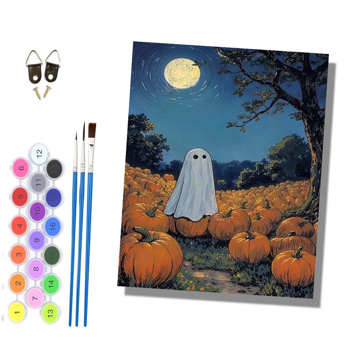 HONGPZH Paint by Numbers for Adults and Beginner Painting by Number Without Frame Oil Paintings on Canvas House Wall Decor 16x20in The Ghost of the Pumpkin Patch