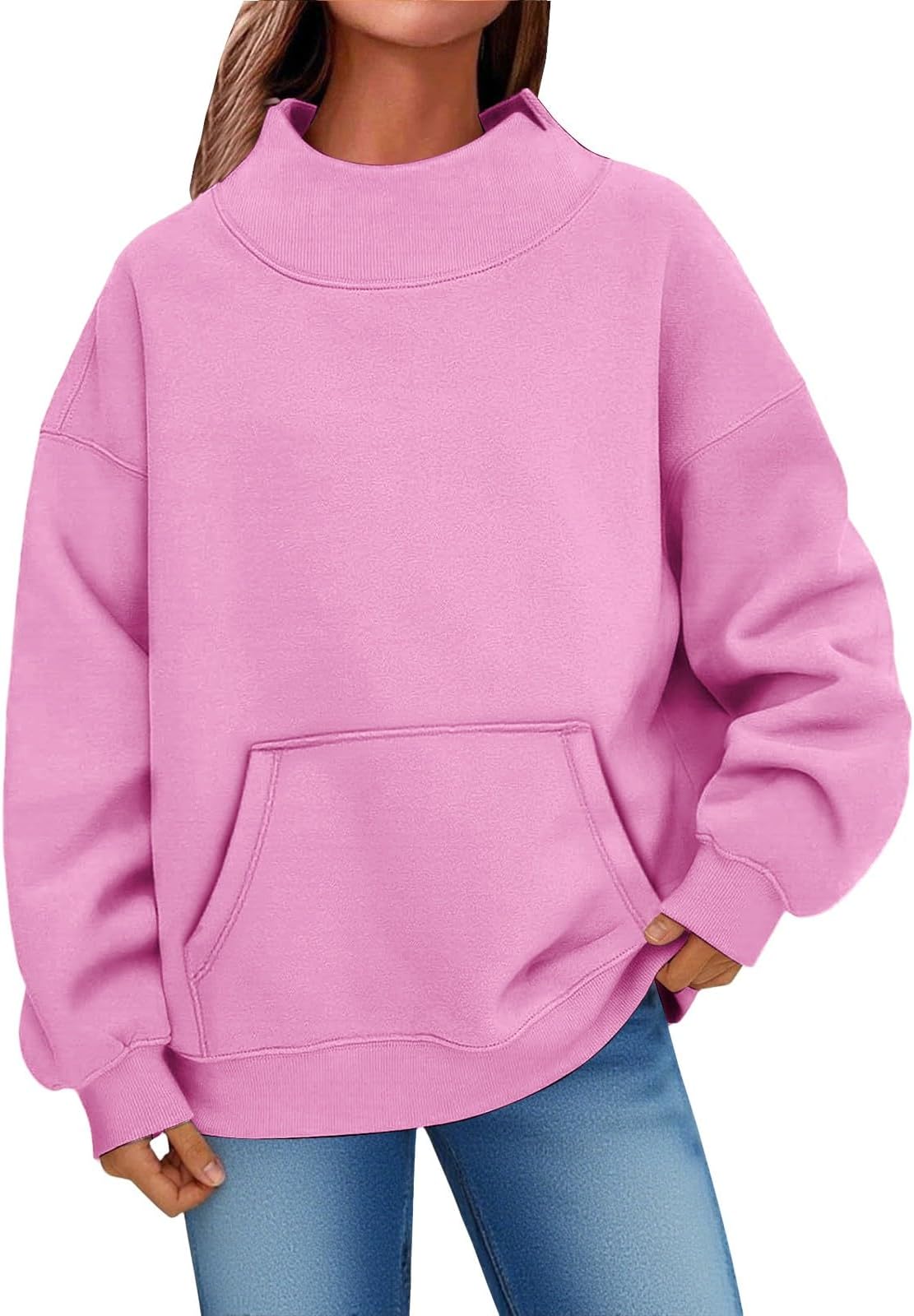 Womens Oversized Mock Neck Sweatshirts,Long Sleeve Pullover Plus Size Thick Tops,2025 Casual Fall Winter Outfits