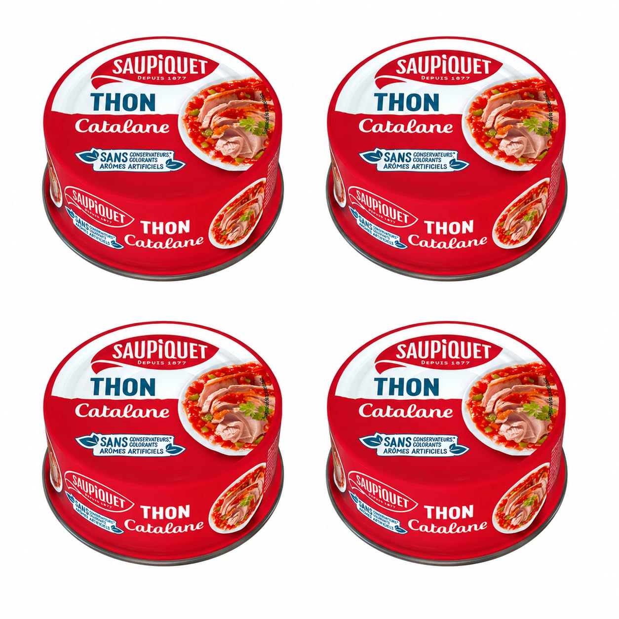 SAUPIQUET Thon Sauce Catalane, Sans Conservateurs ni Colorants, 252g, Lot de 4