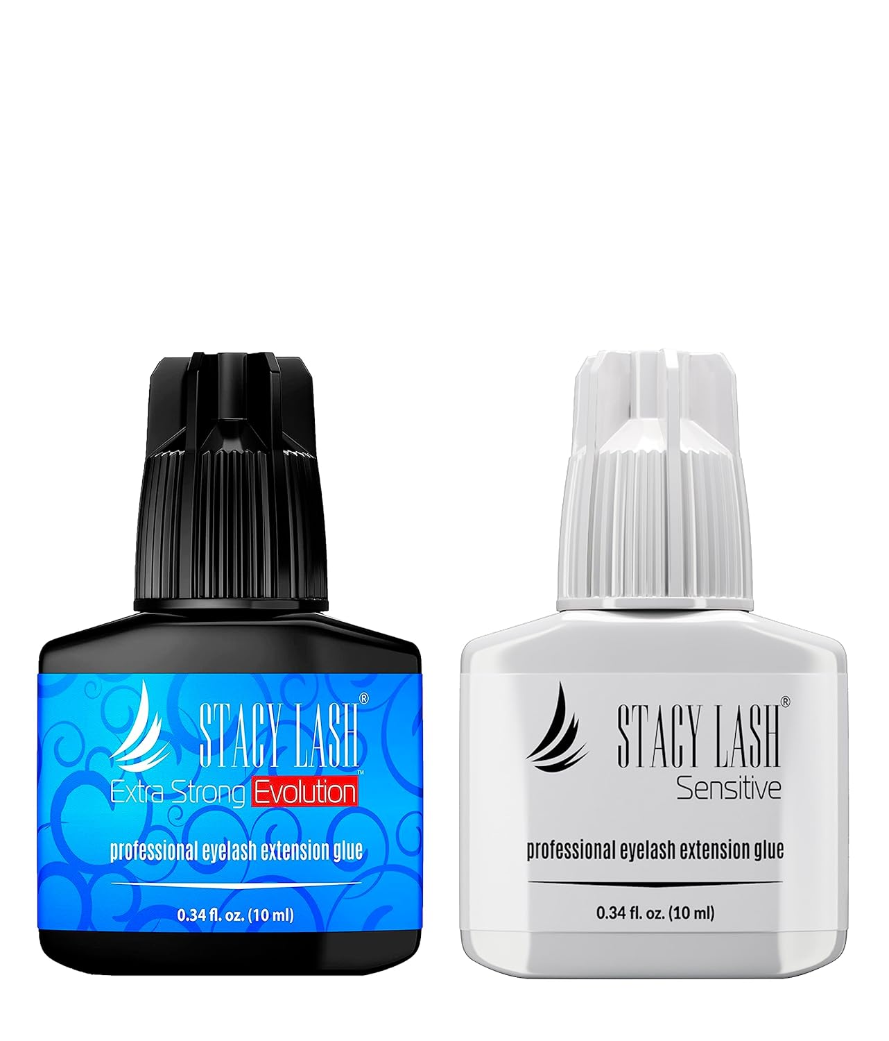 Extra Strong Evolution & Sensitive/Stacy Lash Eyelash Extension Glue 10ml/ Black Adhesive/Individual Semi-Permanent Lash Extensions / 1-2 & 5-6 Sec Drying Time/Low Fumes/Professional Supplies