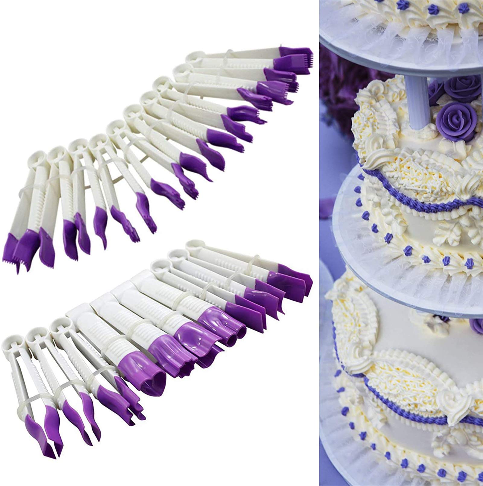 DUBENS Set of 20 Serrated Pincher Flower Lace Edge Clip Fondant Biscuit Cutter Decor Sugarcraft Gum Paste Tool Cupcake Kitchen Decoration