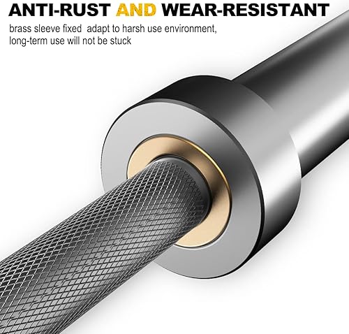 Miniatura 3 de POWER GUIDANCE Barra sólida olímpica, barra de entrenamiento de fuerza de 7 pies para levantamiento de pesas, fitness en casa, capacidad de 1600