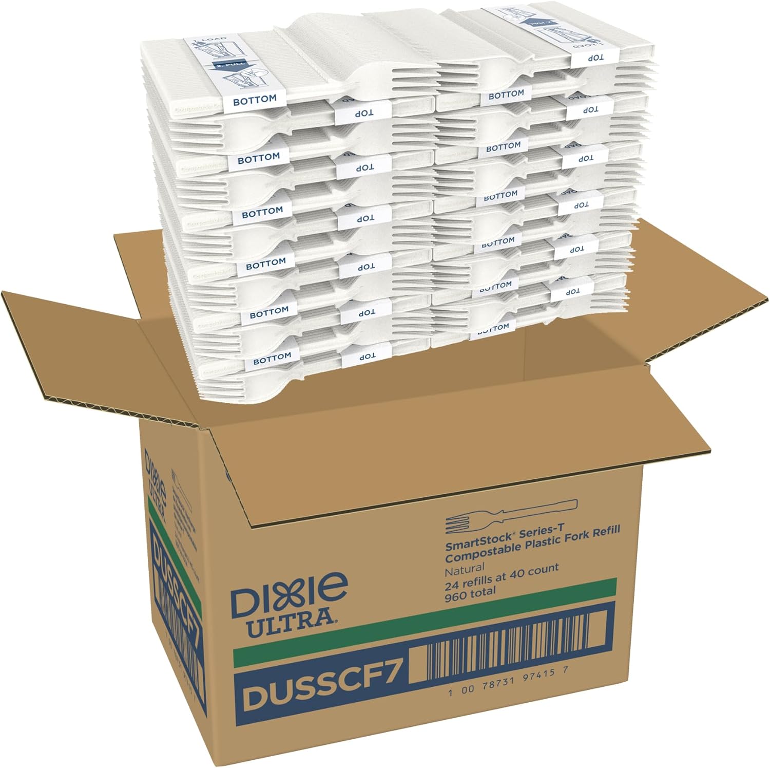 DIXIE ULTRA® SMARTSTOCK® SERIES-T CPLA DISPOSABLE PLASTIC FORK REFILL BY GP PRO (GEORGIA-PACIFIC), NATURAL BEIGE, 960 FORKS PER CASE