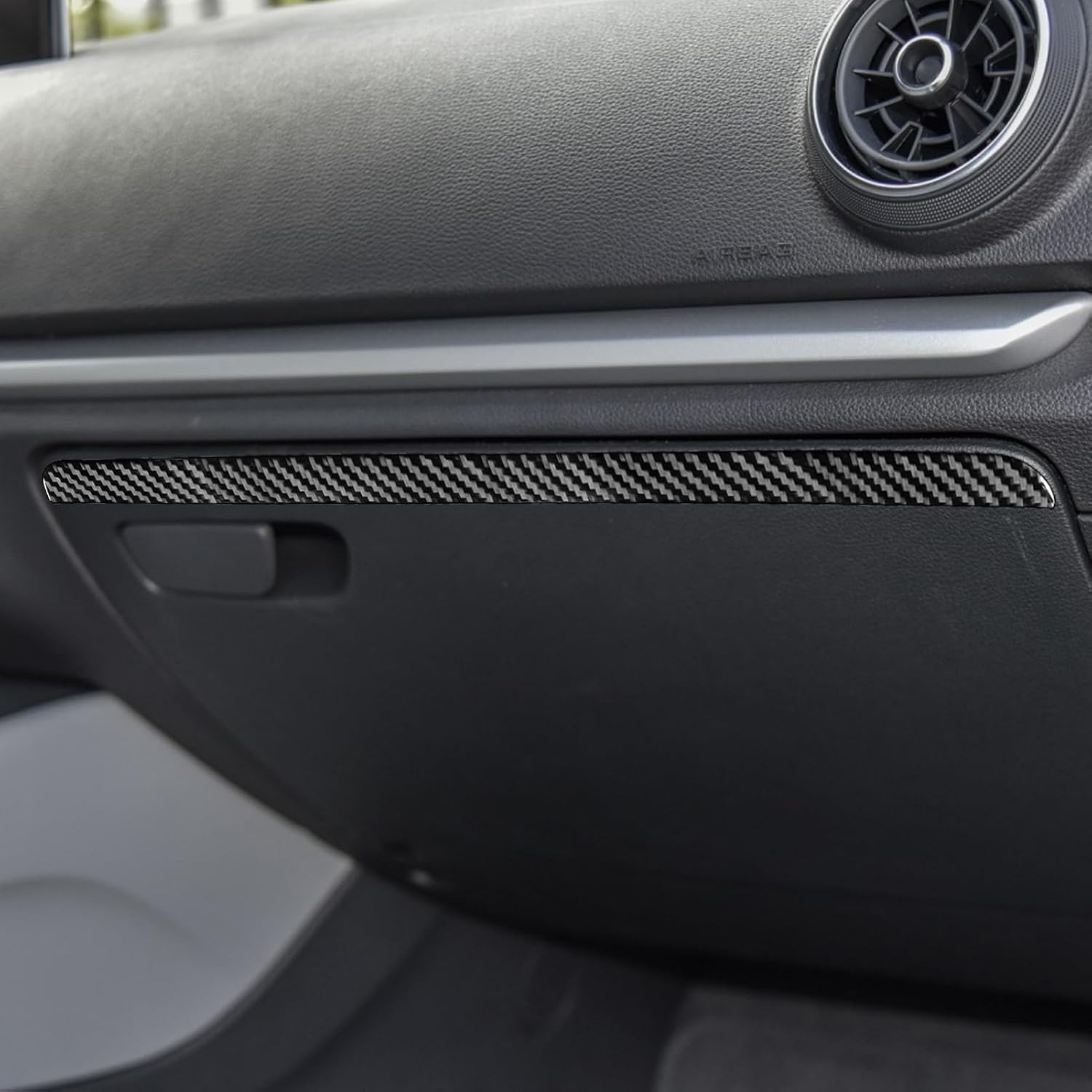 Real Premium Carbon Fiber Sticker Compatible with Audi A3 S3 RS3 8V 2013 2014 2015 2016 2017 2018 2019 Car co-Pilot Side Glove Box Storage Box Decor Trim Auto Interior Accessories Decal Black